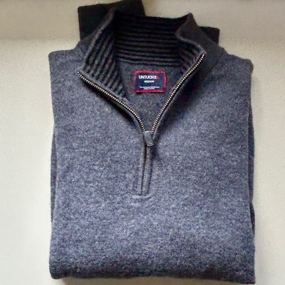 UNTUCKit Dark Gray Merino Wool Quarter-Zip Sweater Size M - Picture 3 of 5